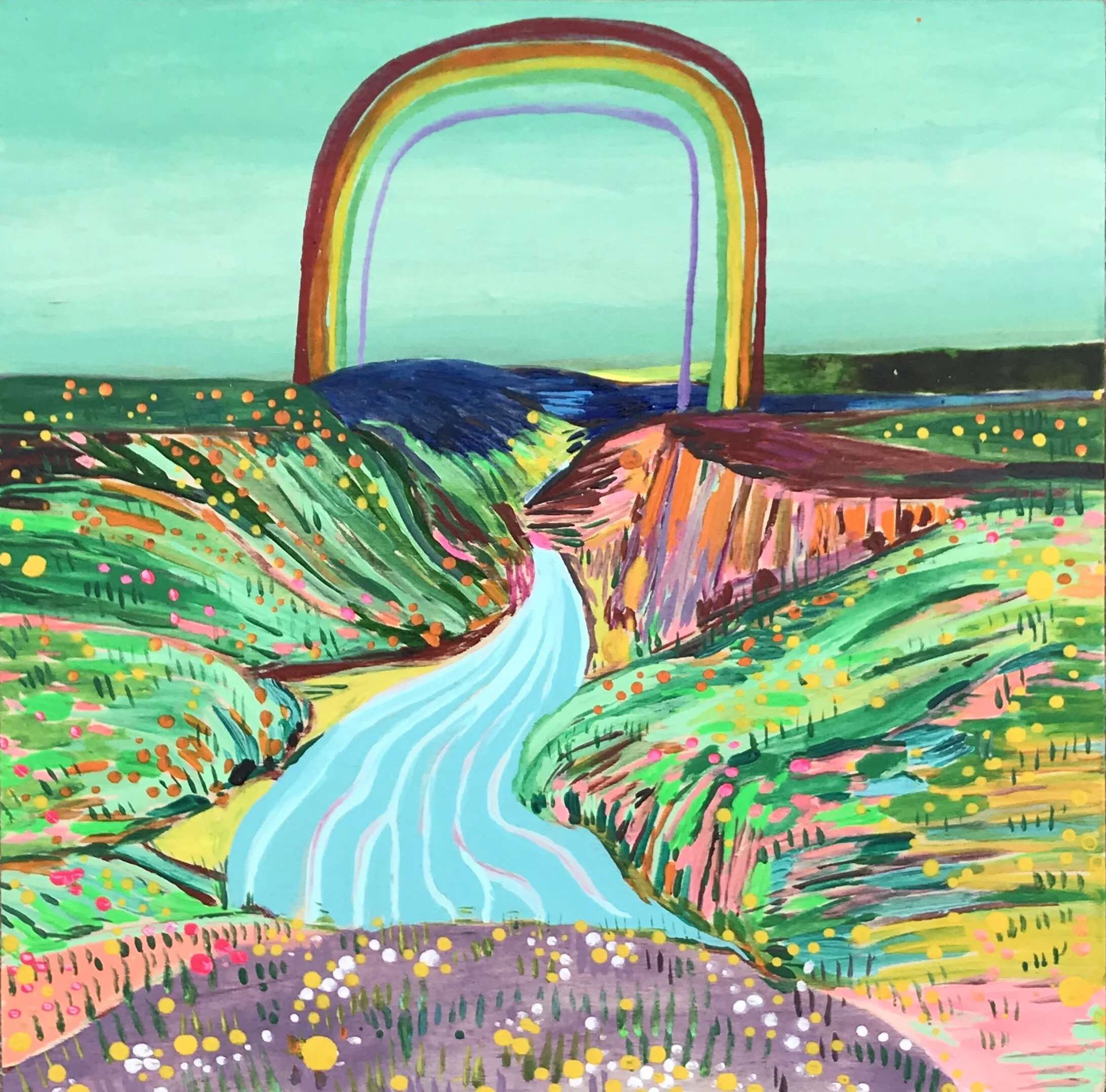   Portal Over the River   8x8”  Mixed media on panel  2020 