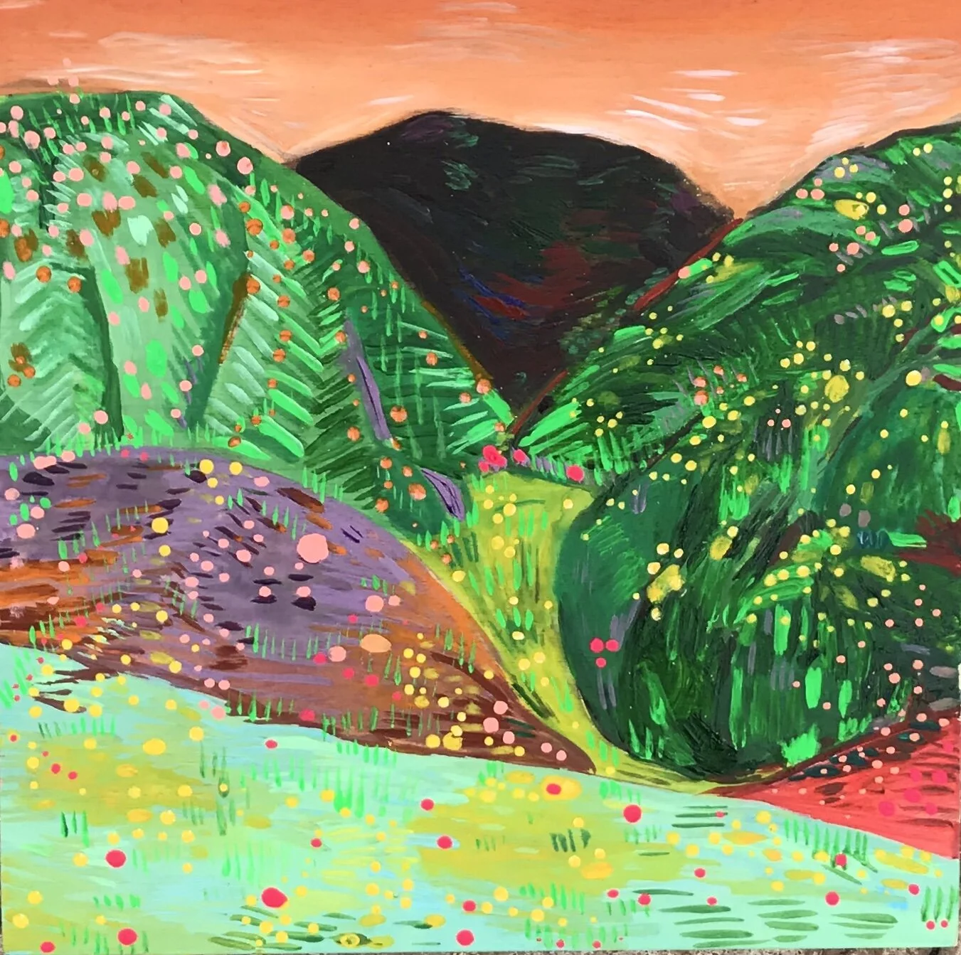   Dark Mound Rising   8x8”  Mixed media on panel  2020 