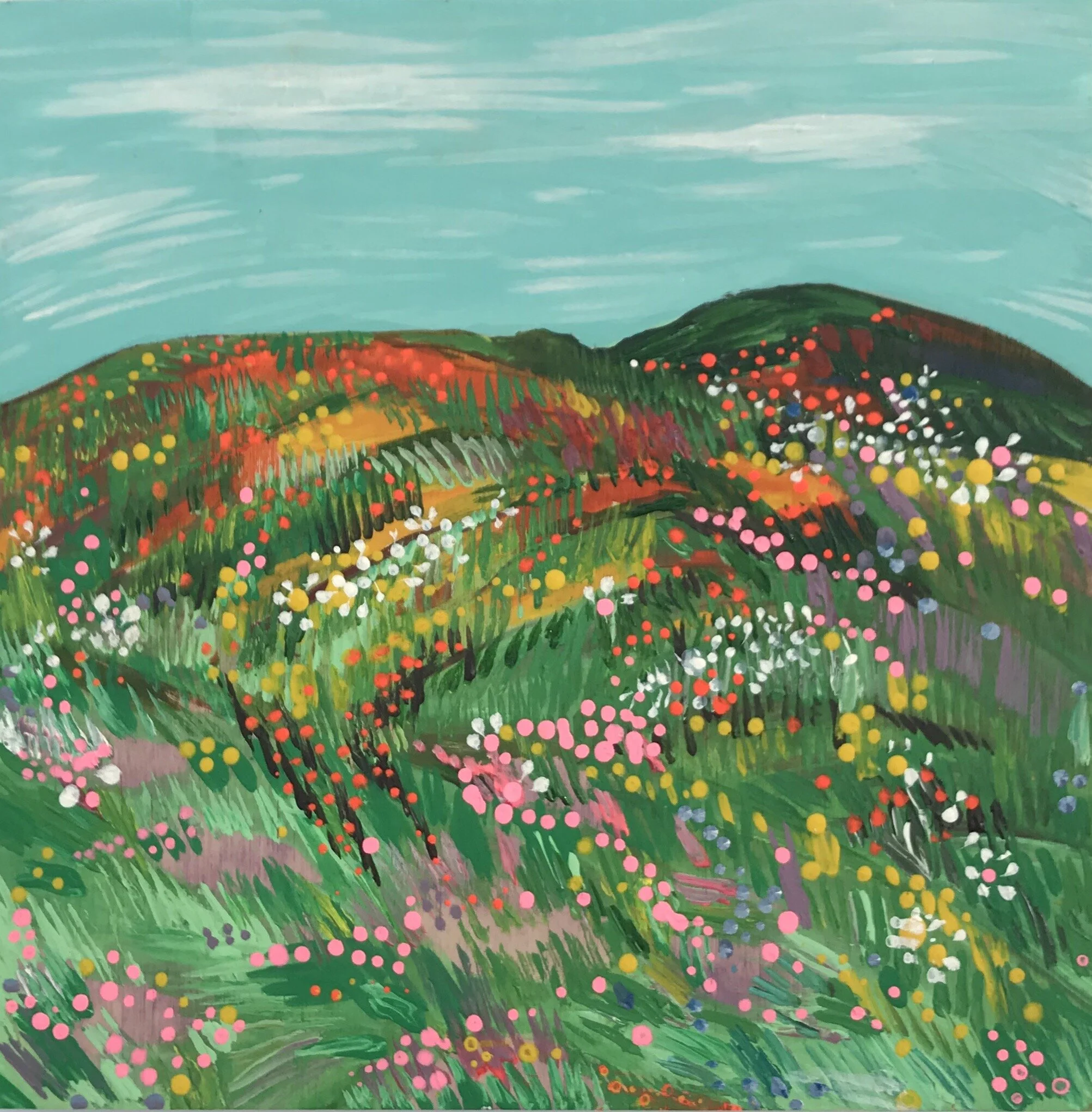   Easter Basket Hill   8x8”  Mixed media on panel  2020 