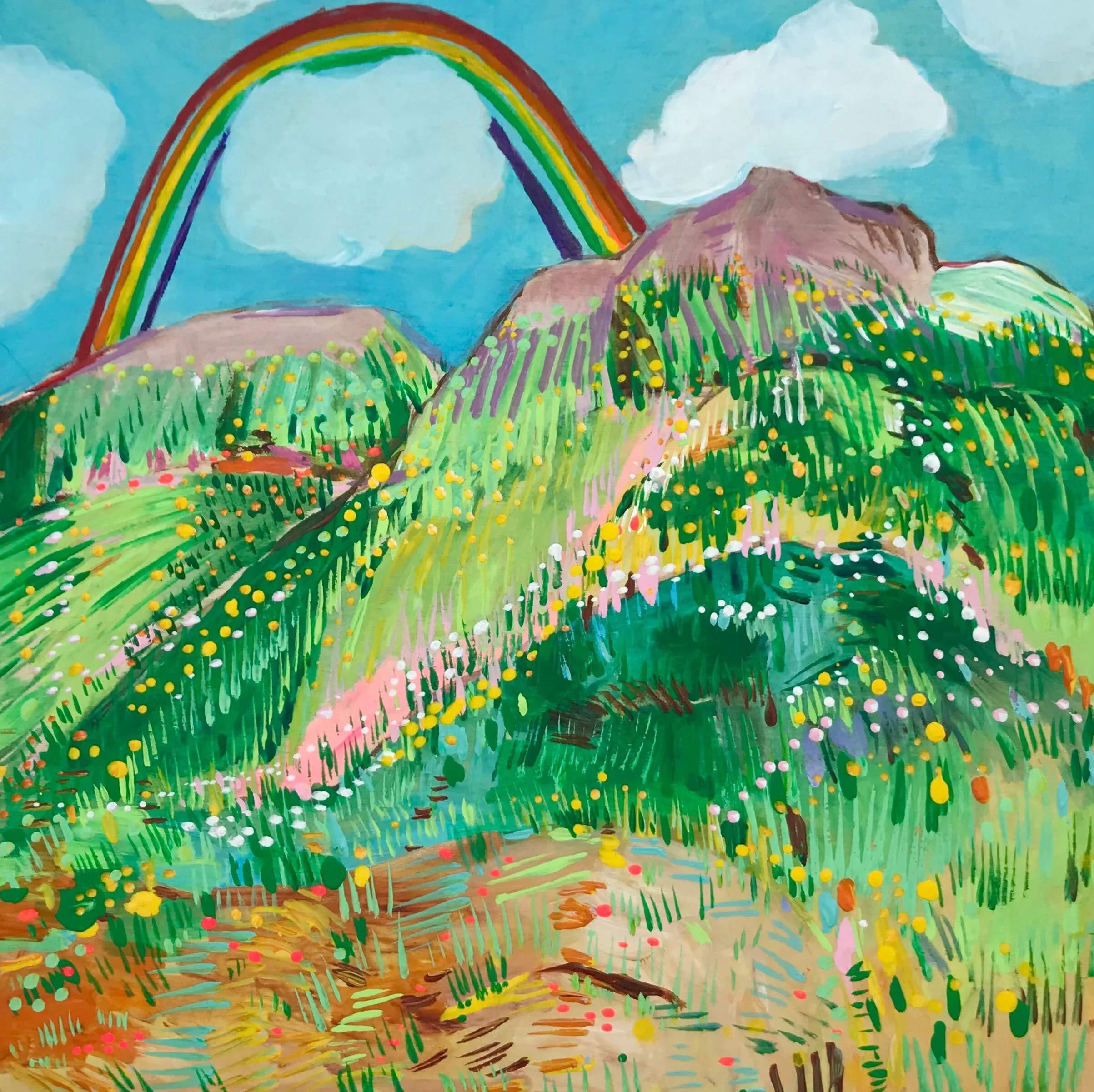   Pink Granite Top   8x8”  Mixed media on panel  2020 