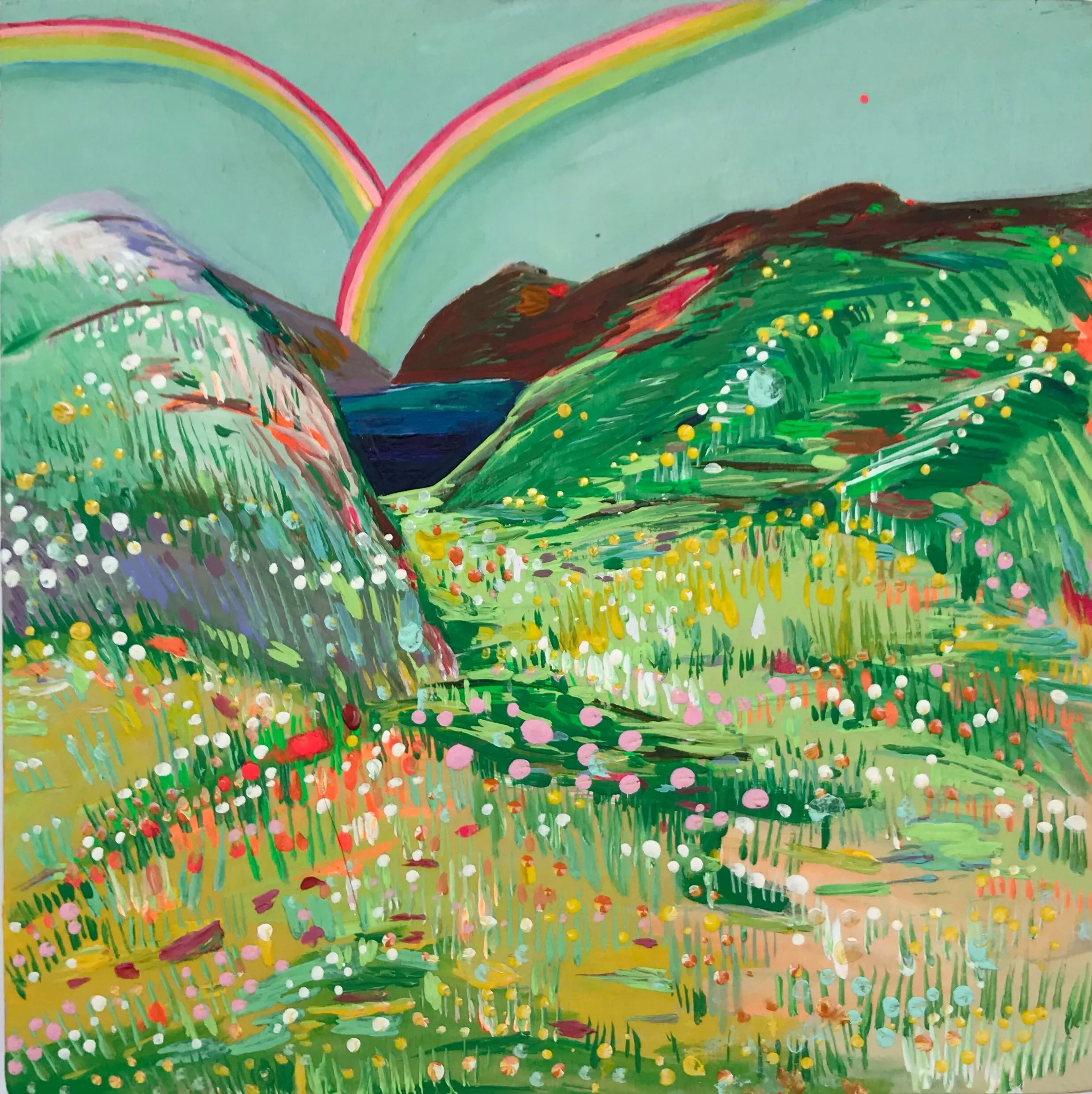   Where Rainbows Converge   8x8”  Mixed media on panel  2020 