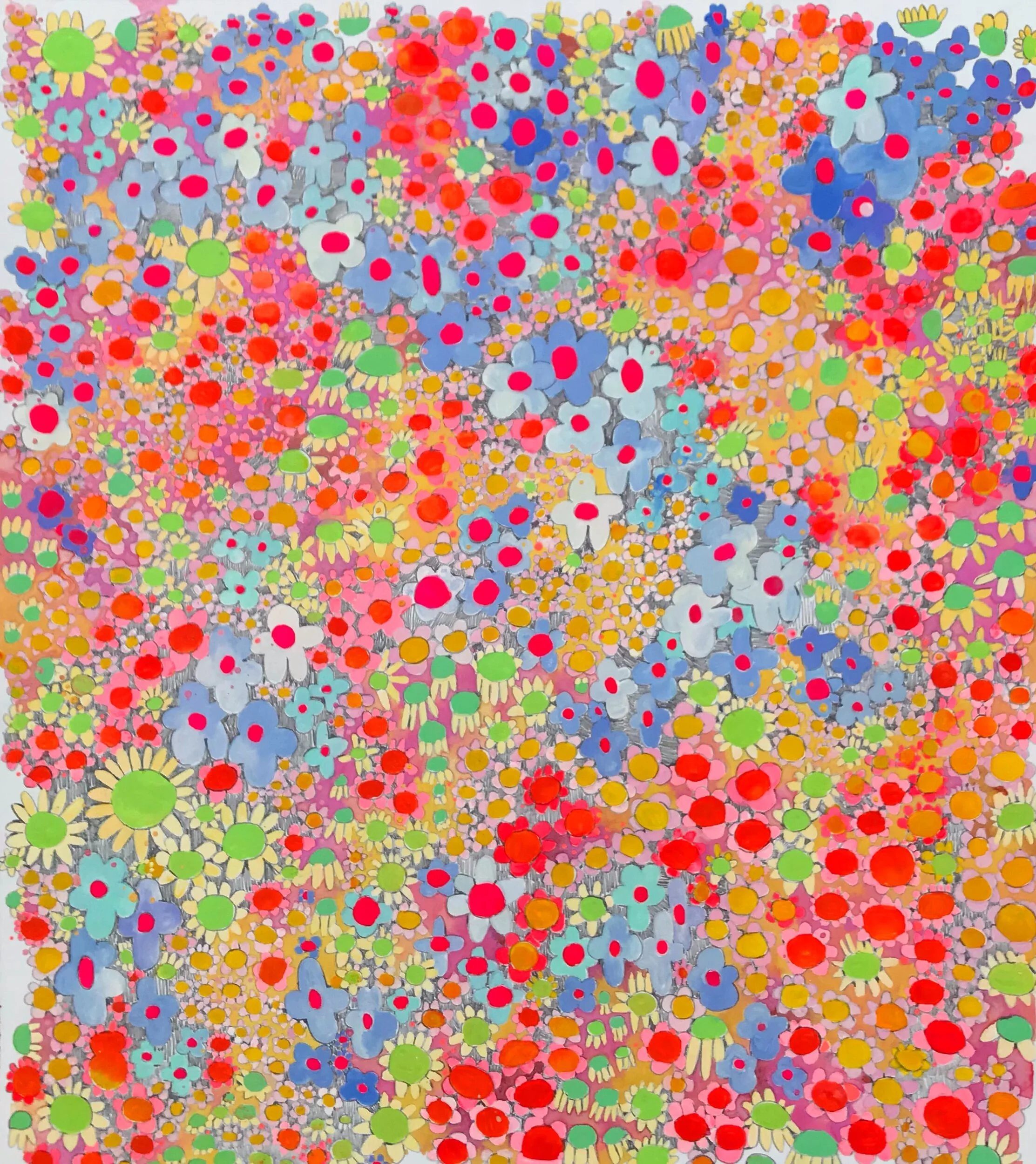   Flower Field Phantasm   22.5x19.5”  Mixed media on paper   2020-2021 