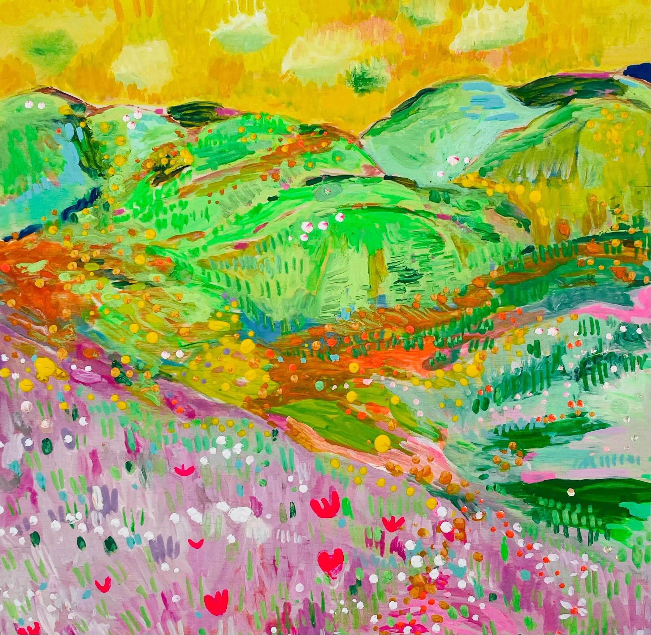   Undulating Moundscape   8x8”  Mixed media on panel  2020-2021 