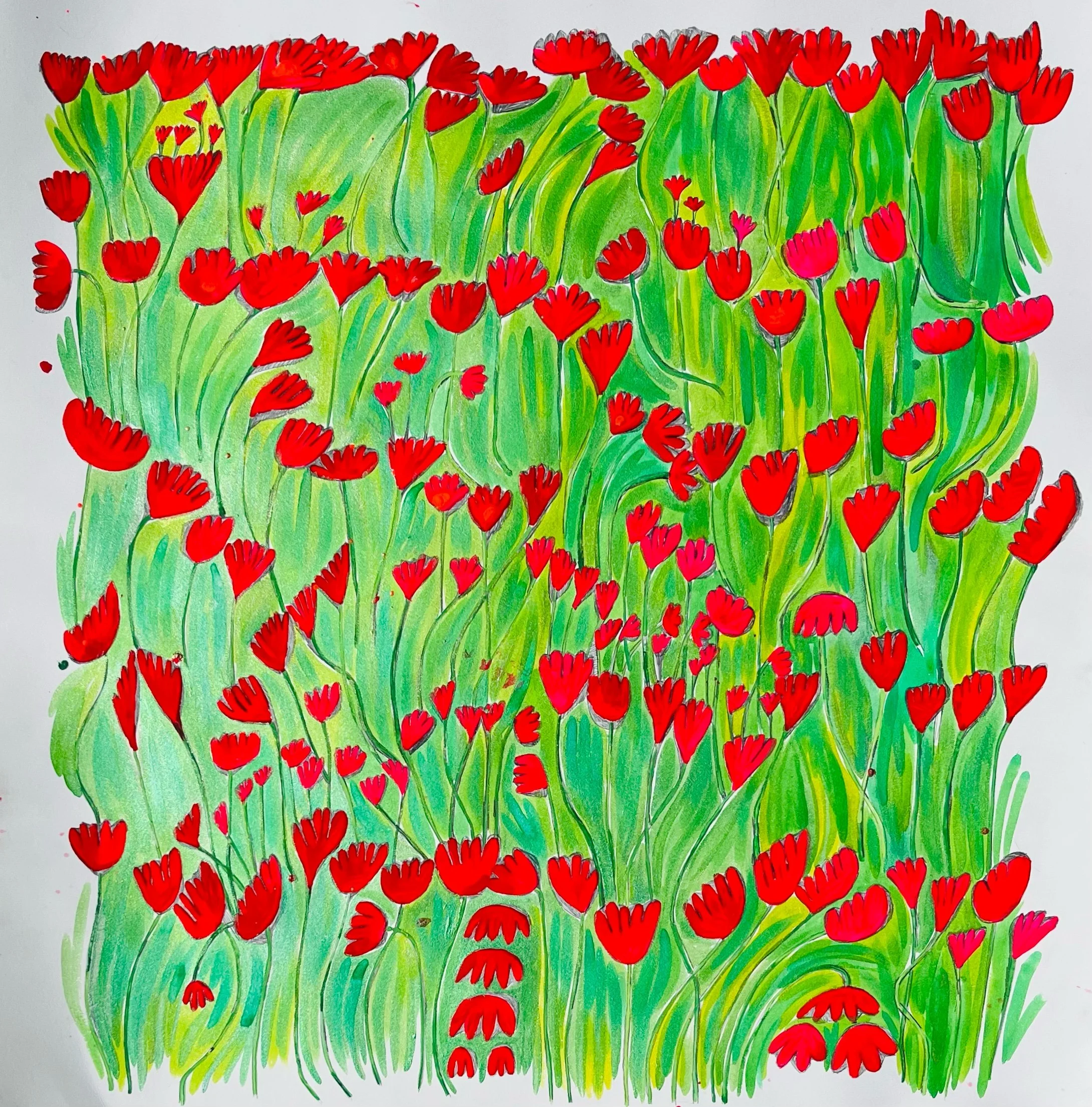   Lovely Leggy Ladies   30x30”  Mixed media on paper  2022 