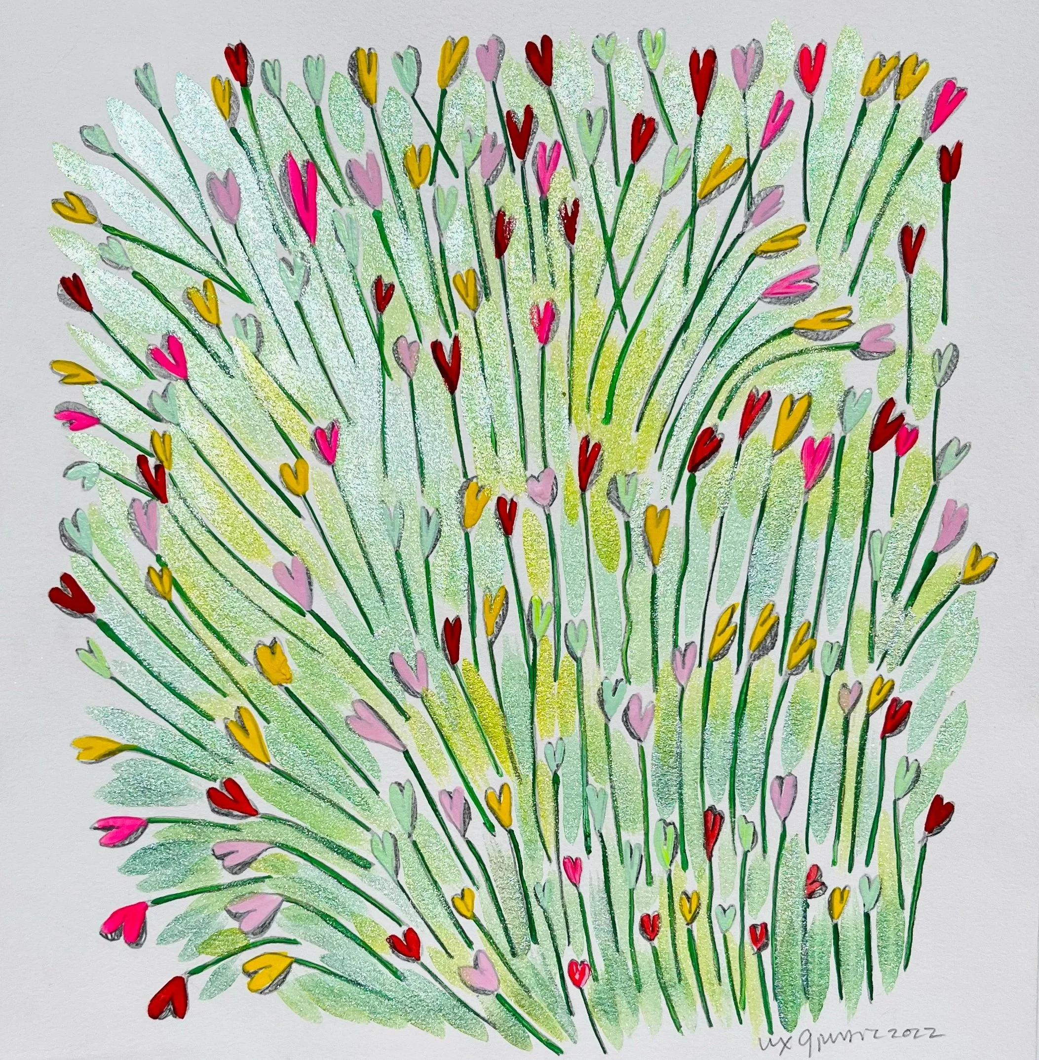   Garden Lollies   12x11.5”  Mixed media on paper  2022 
