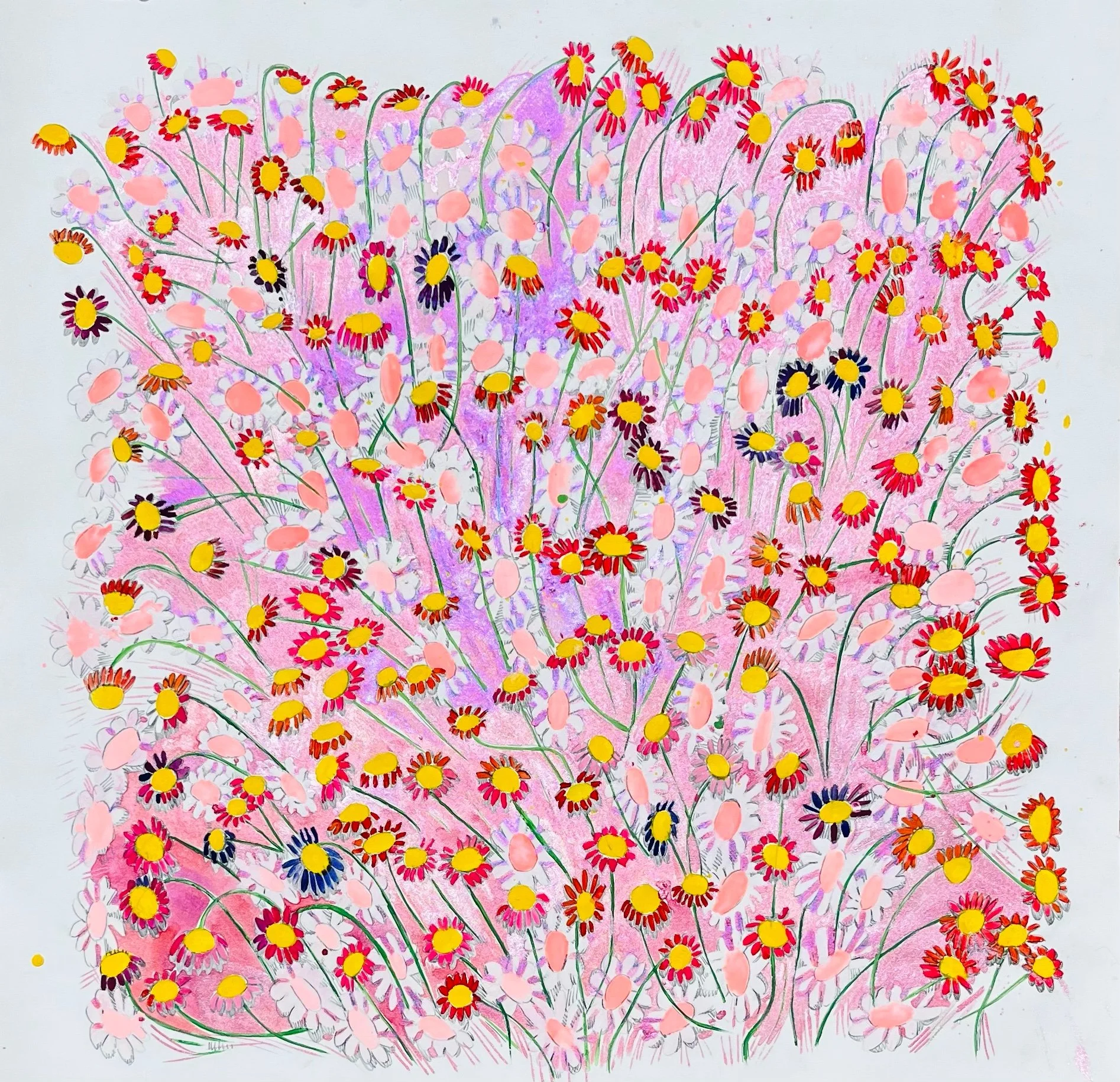   Untitled   30x30”  Mixed media on paper  2022 