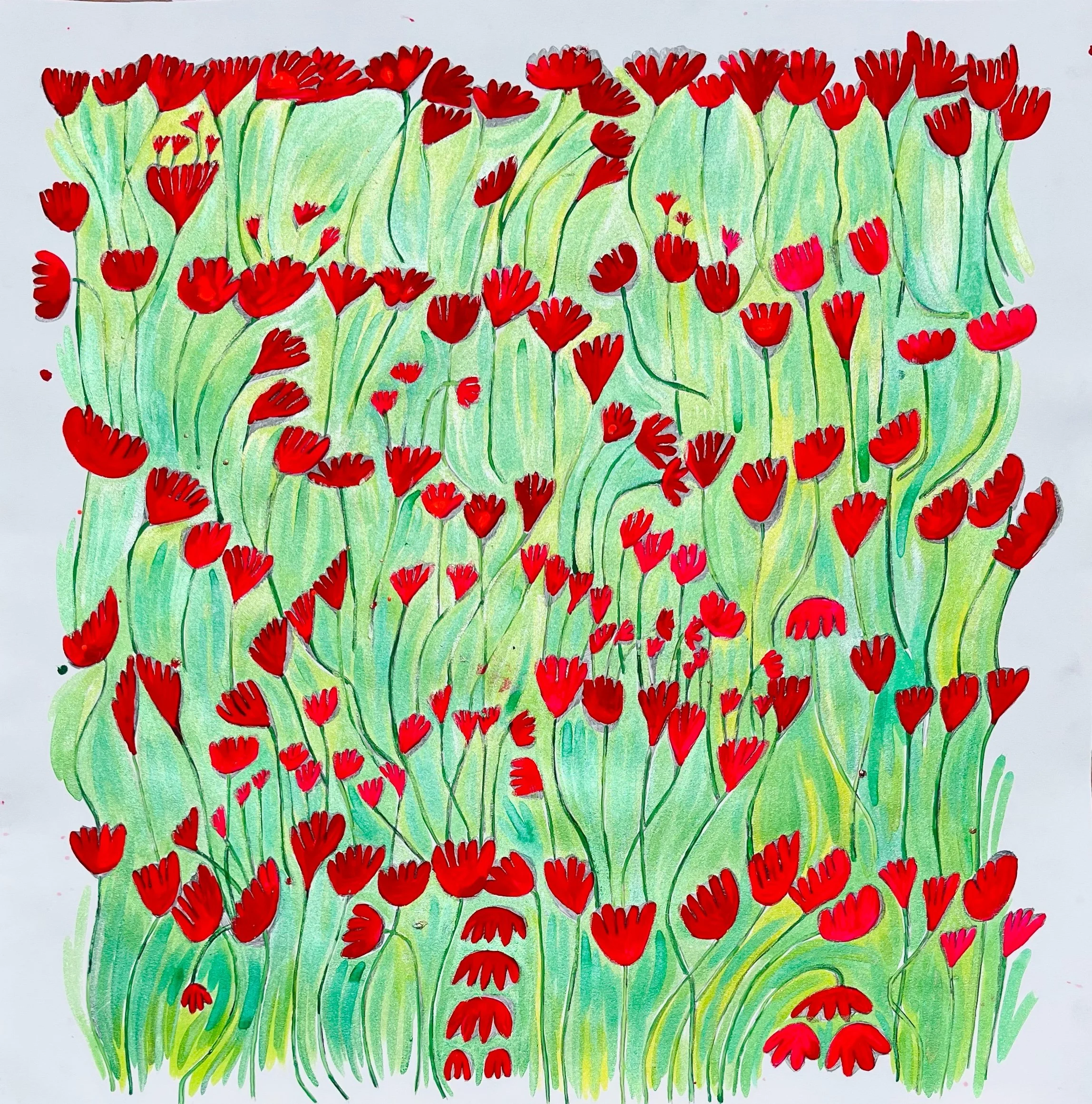   Lovely Leggy Ladies   30x30”  Mixed media on paper  2022 