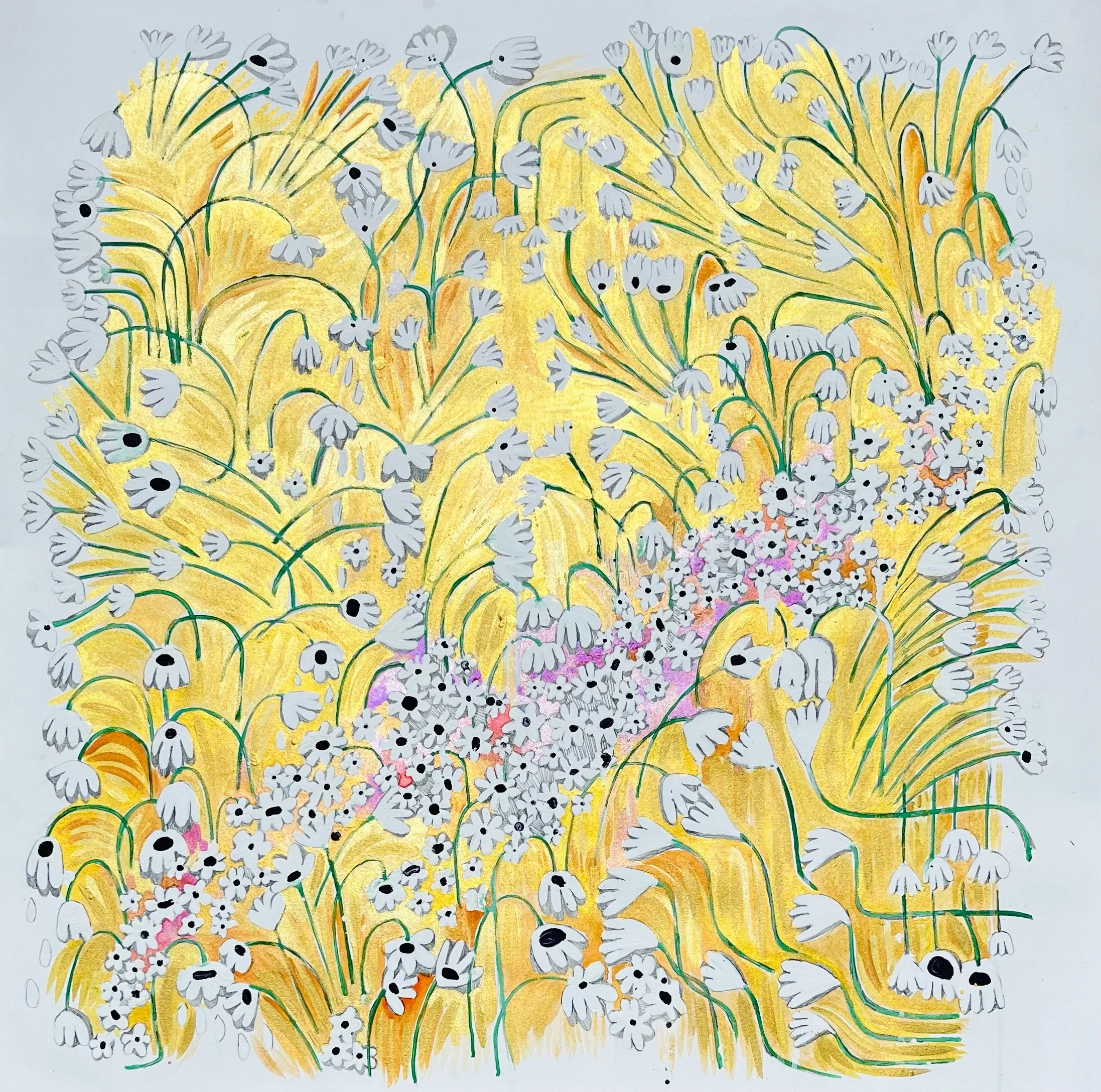   Harvest Grounds   30x30”  Mixed media on paper  2022 