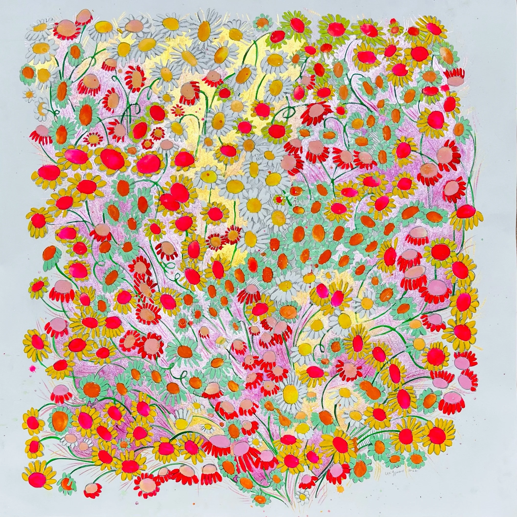   Bouquet   30x30”   Mixed media on paper  2022 