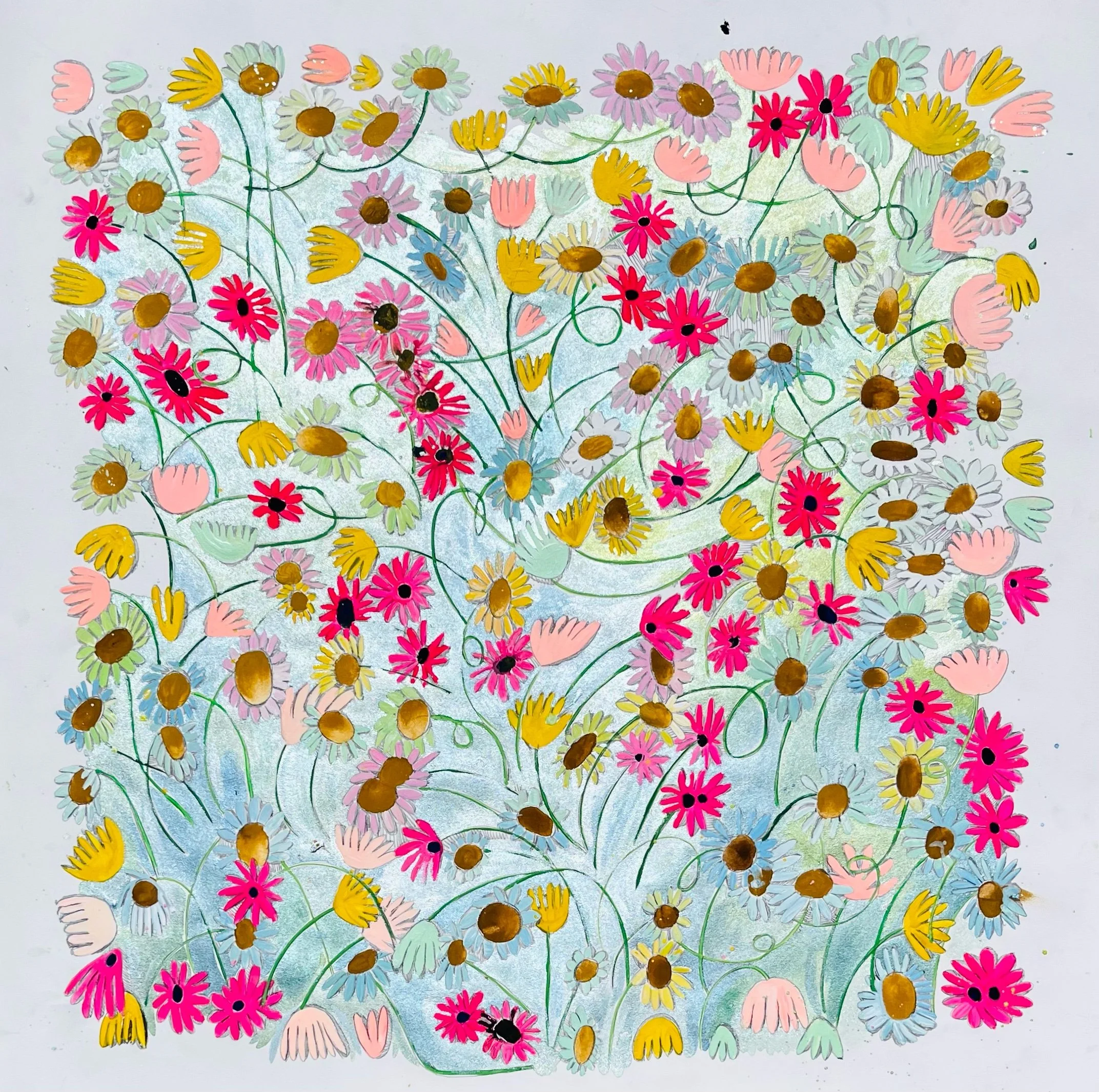   Tangled    30x30”  Mixed media on paper  2022 