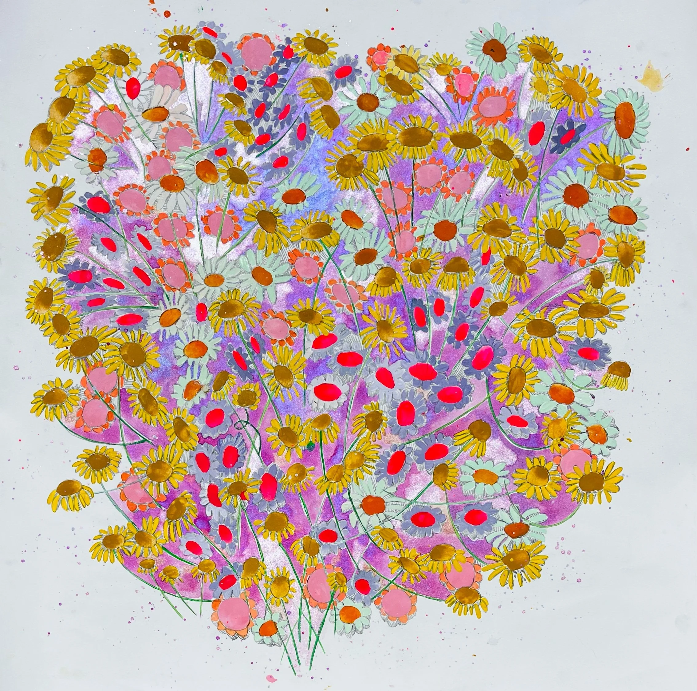   Bouquet II   30x30”  Mixed media on paper  2022 