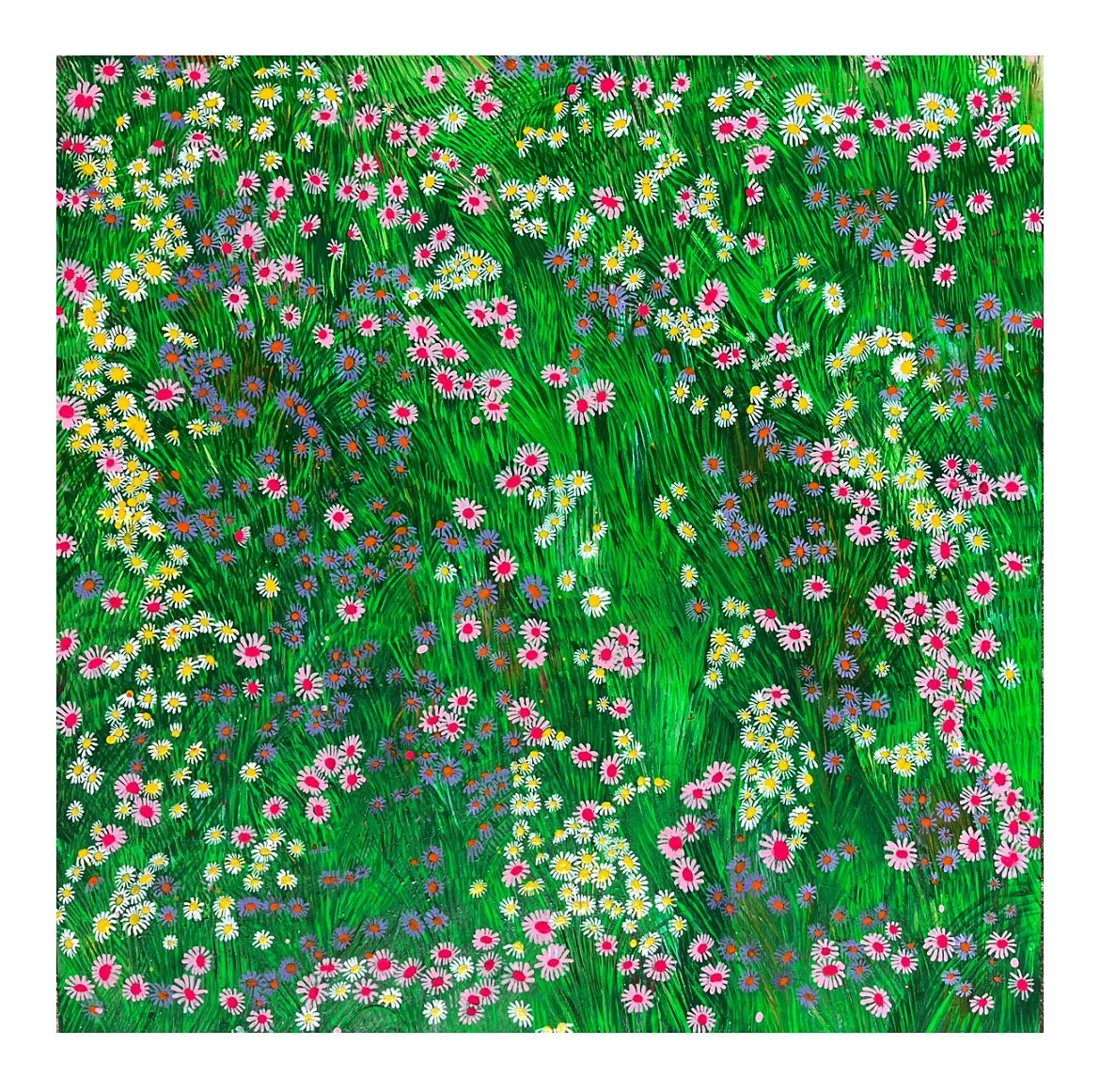  Wet Grass 1  36x36”  Mixed media on panel  2023 