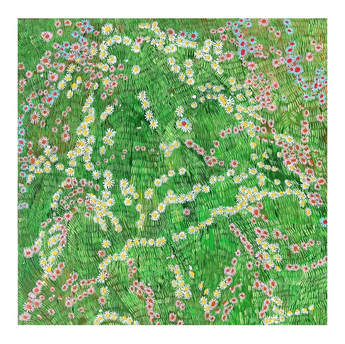  Wet Grass 2  36x36”  Mixed media on panel   2023 