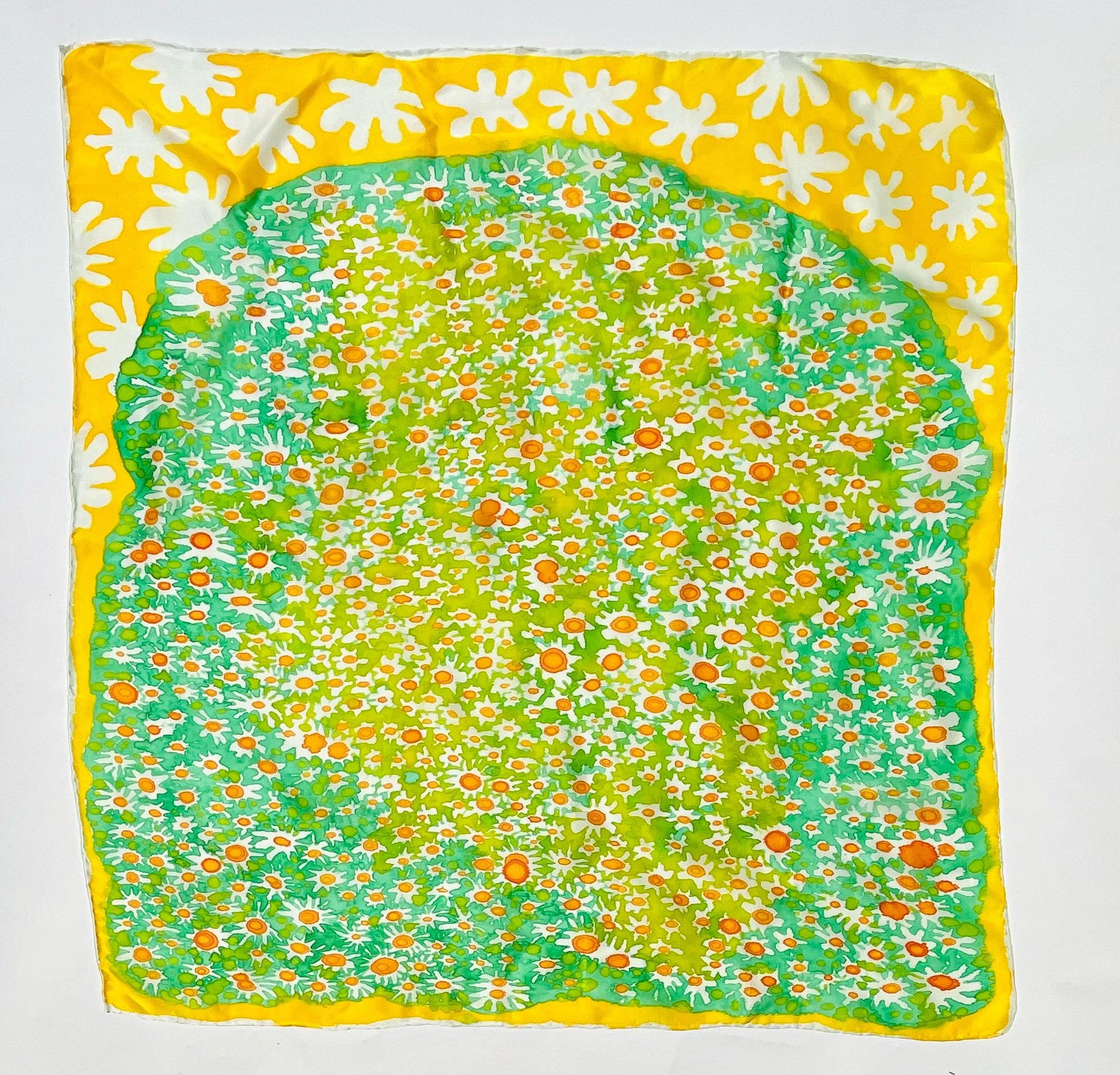  Flower Mound- $300  35x35”  Dye on silk  2024 