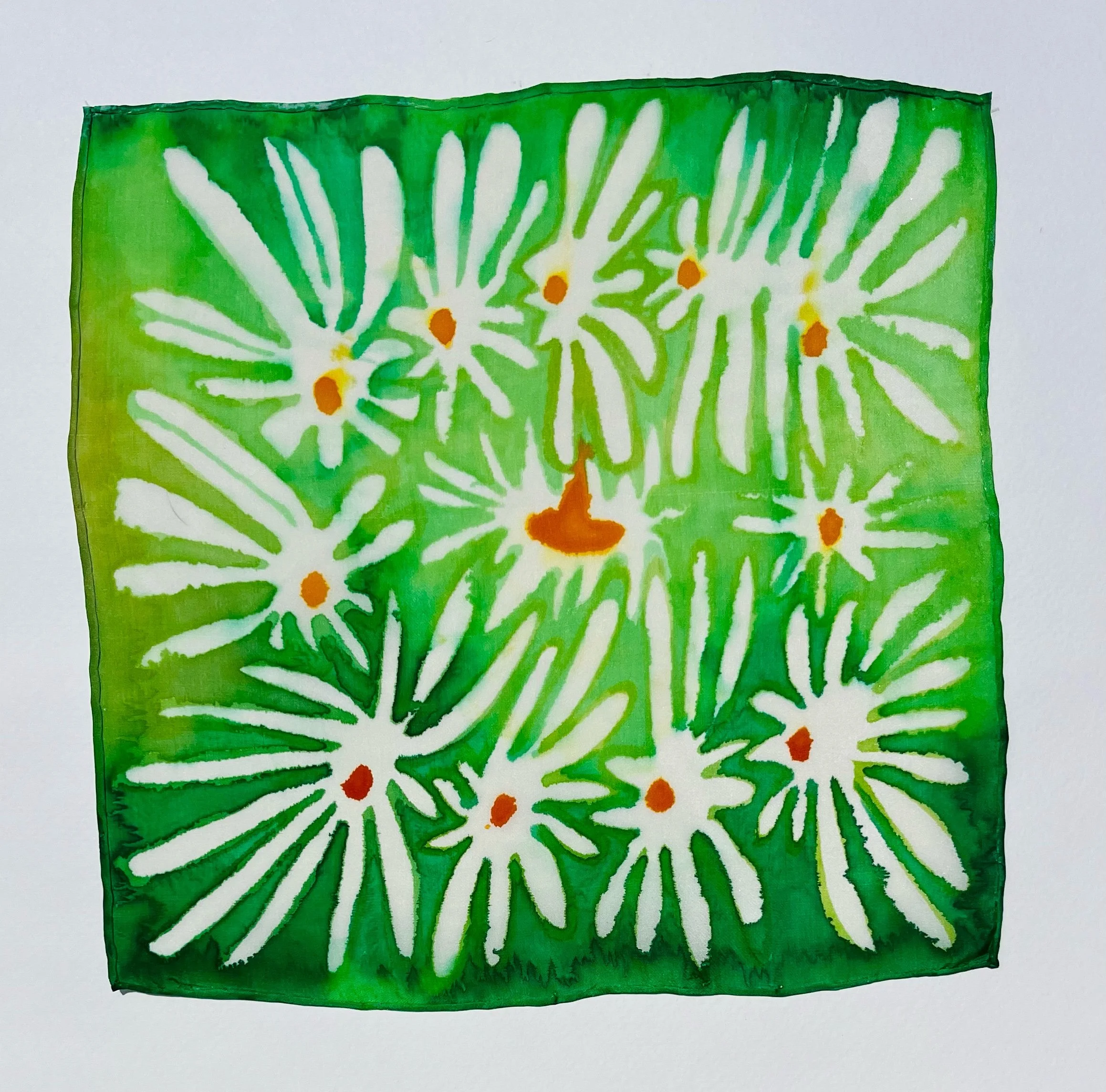  Dark Green- $50  10x10”  Dye on silk  2024 