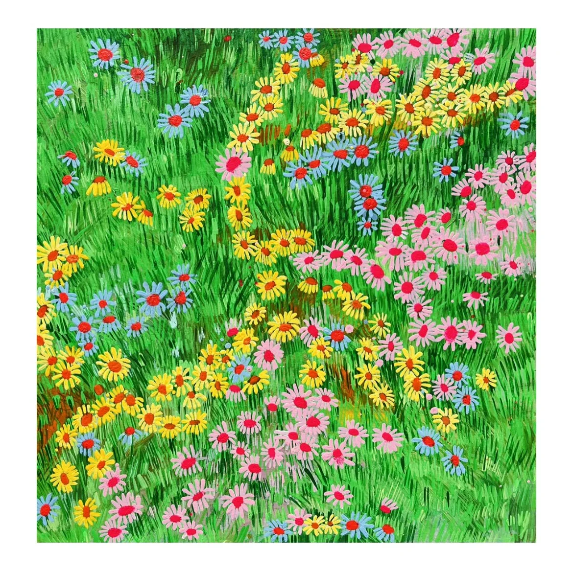  Wet Grass 7  18x18”  Mixed media on panel  2023 