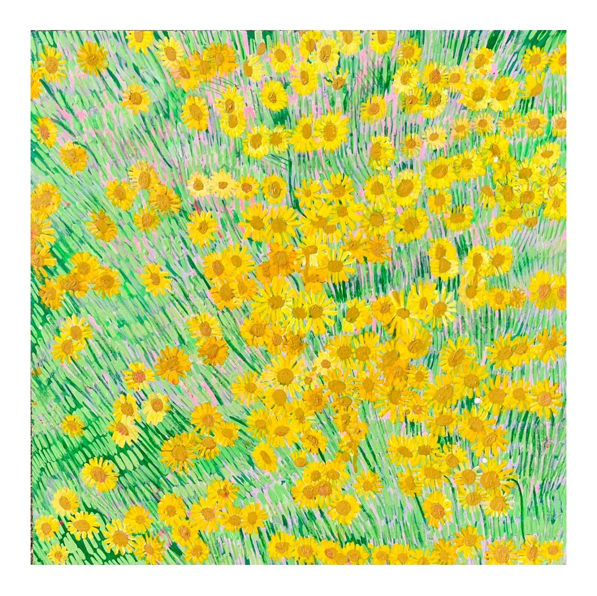  Buttercups  18x18”  Mixed media on panel  2023 