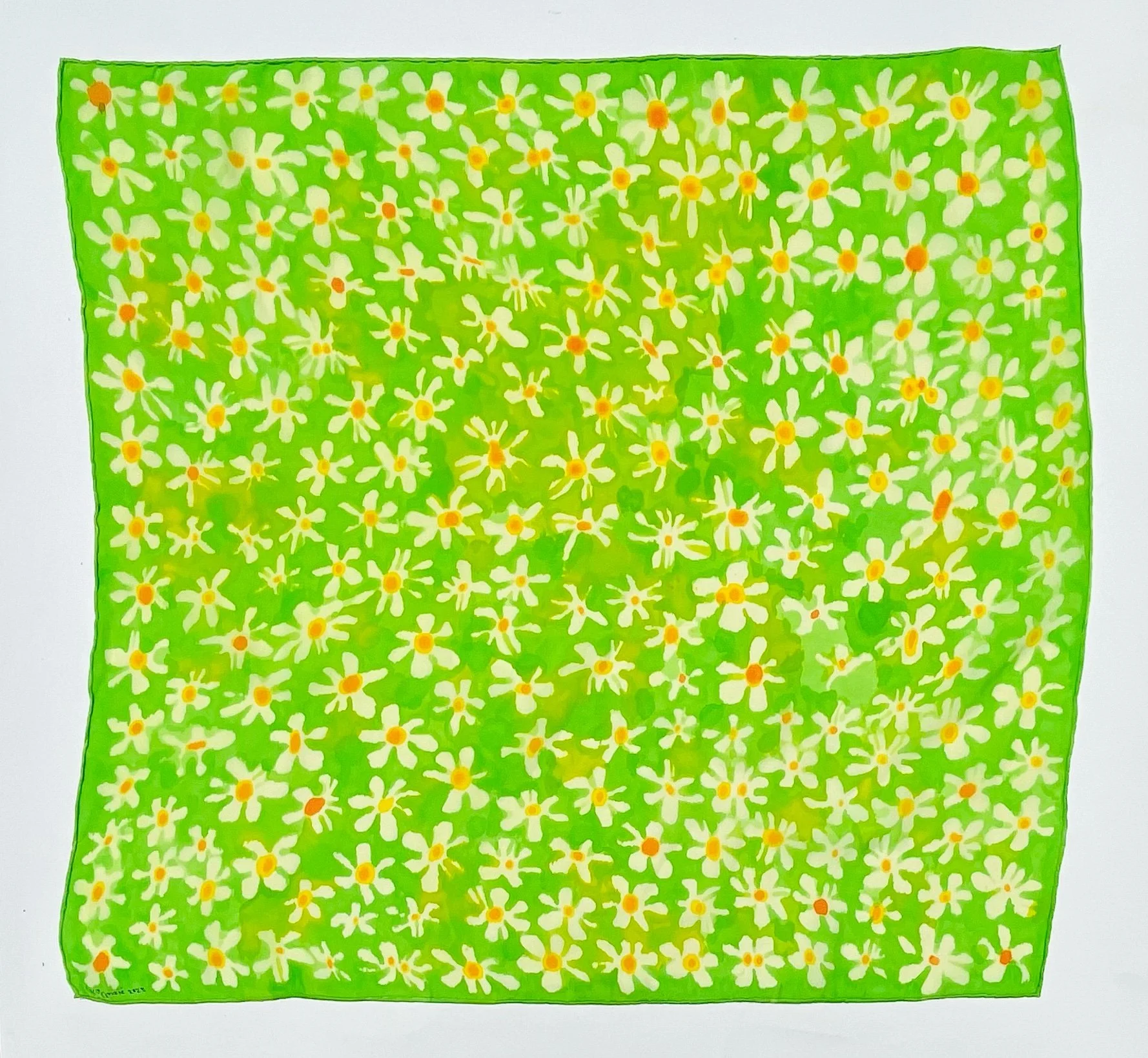  Spring Green- $300  35x:5”  Dye on silk  2024 