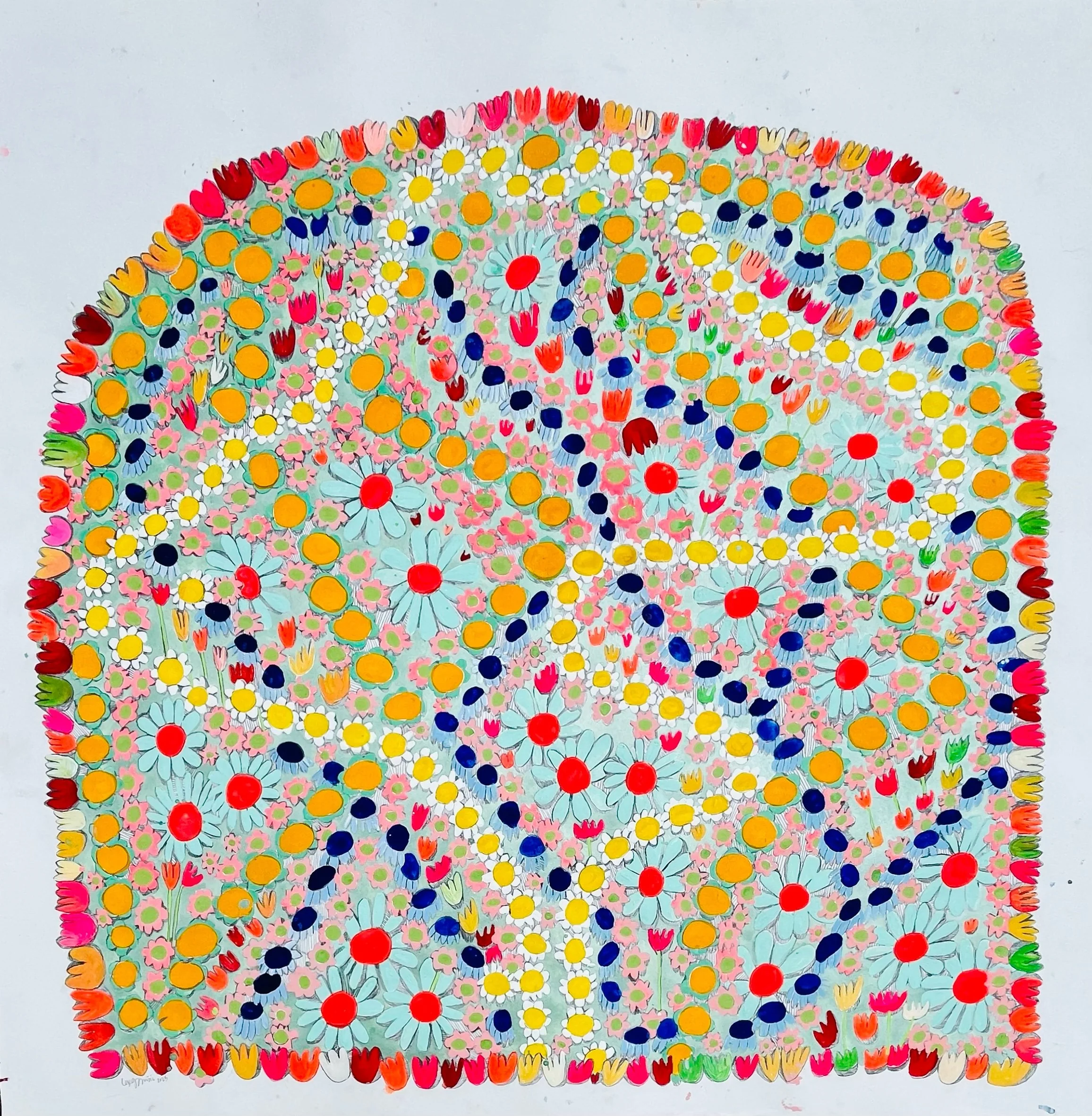 Gaiety, 42x42", mixed media on paper, 2025