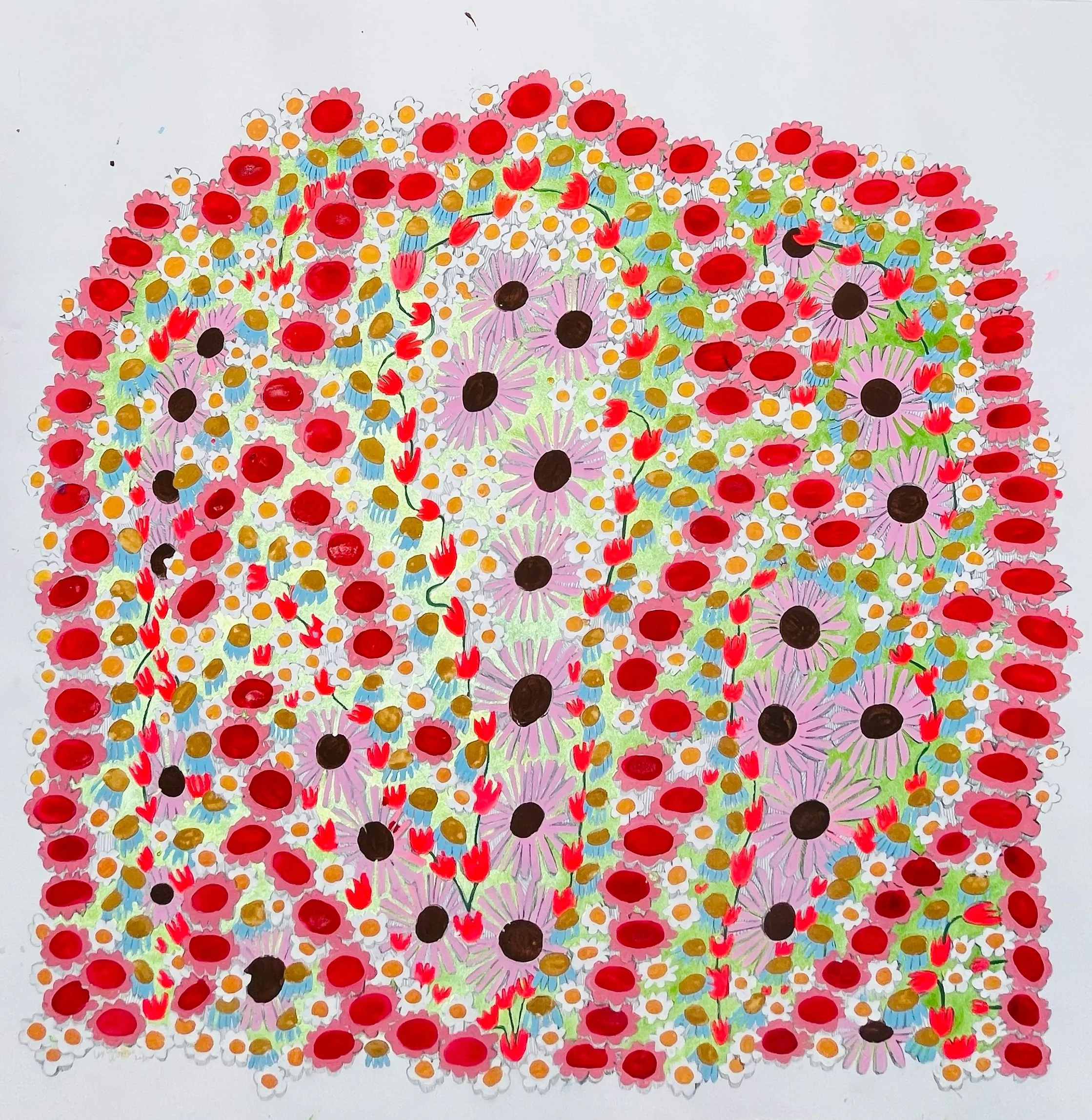 Jubilation, 42x42", mixed media on paper, 2025