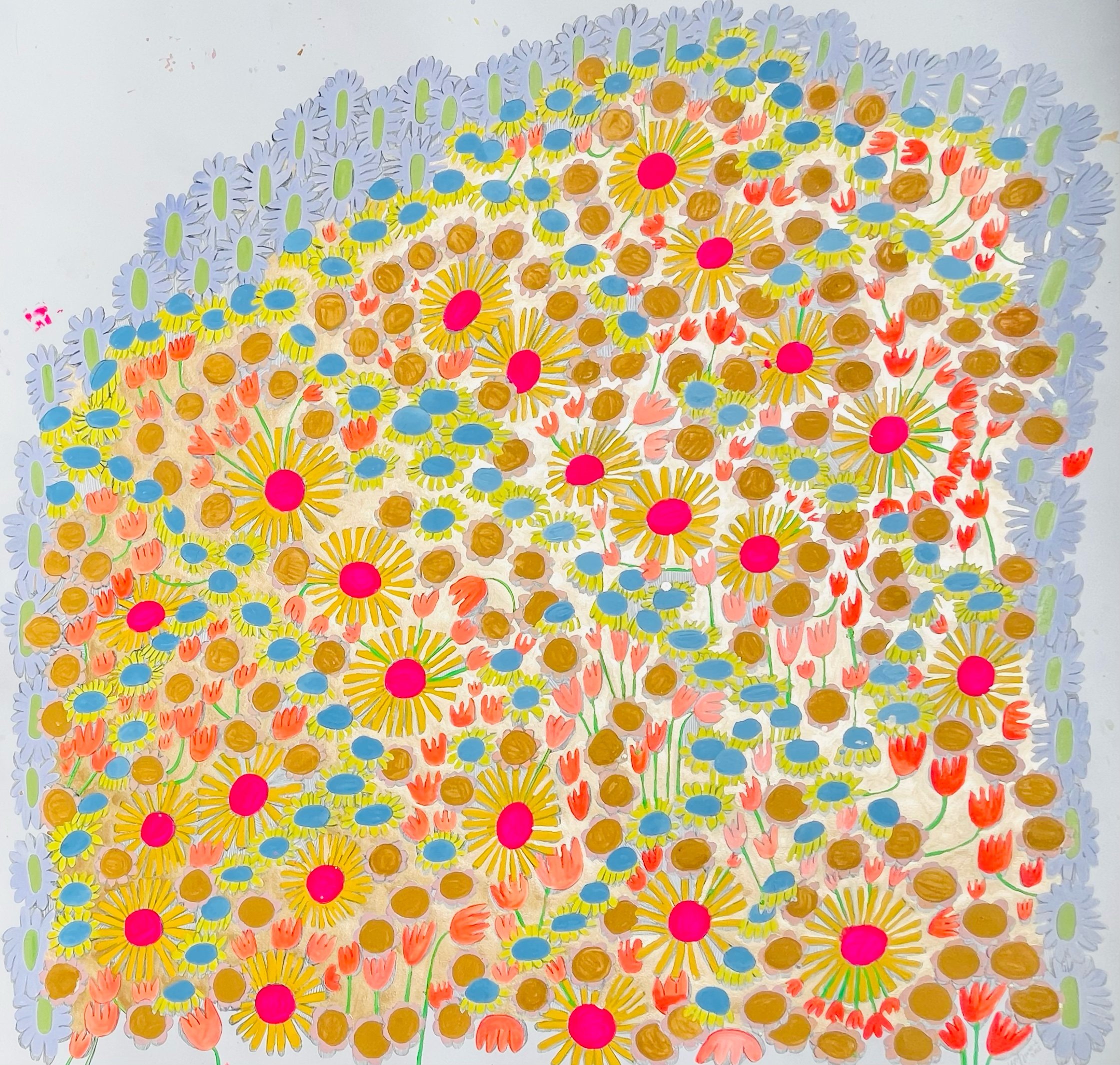 Euphoria, 42x42", mixed media on paper, 2025