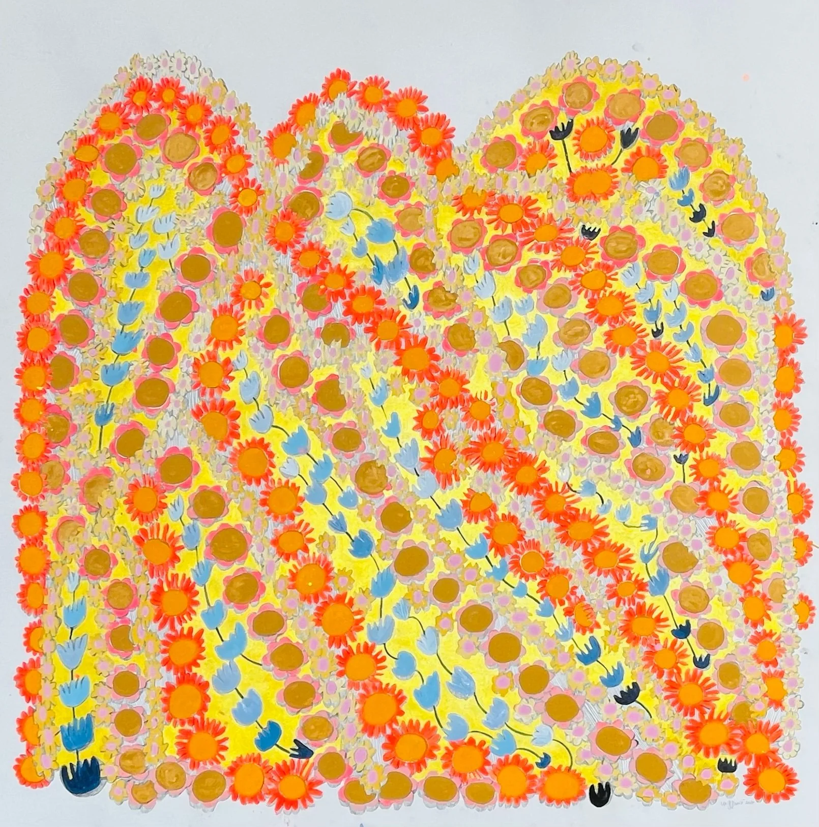 Mania, 42x42", mixed media on paper, 2025