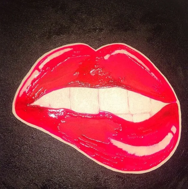 Seductive Red Lips - Handmade Oil Painting on Canvas - Wall Art