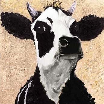 The Narcissistic Cow - Handmade Oil Painting on Canvas - Wall Art