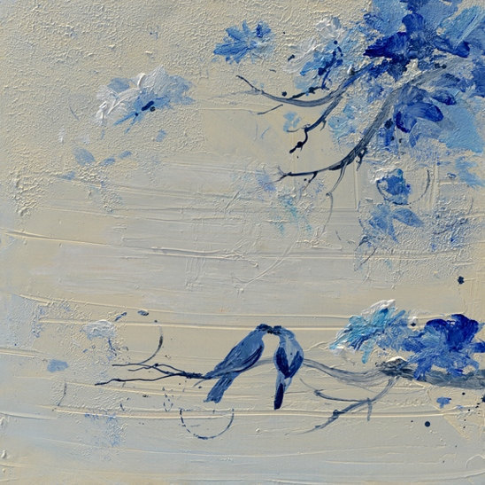Blue Love - Handmade Oil Painting on Canvas - Wall Art