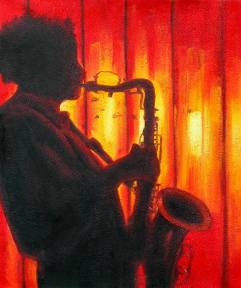 The Jazz Musician - Handmade Oil Painting on Canvas - Wall Art