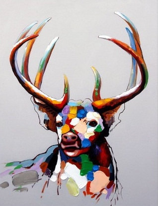 Deer Looking Yonder - Handmade Oil Painting on Canvas - Wall Art