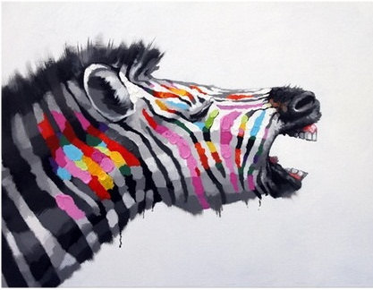 Wailing Zebra - Handmade Oil Painting on Canvas - Wall Art