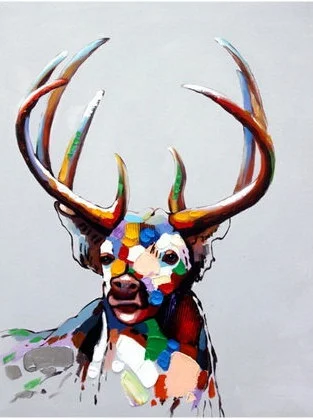Antlers - Handmade Oil Painting on Canvas - Wall Art