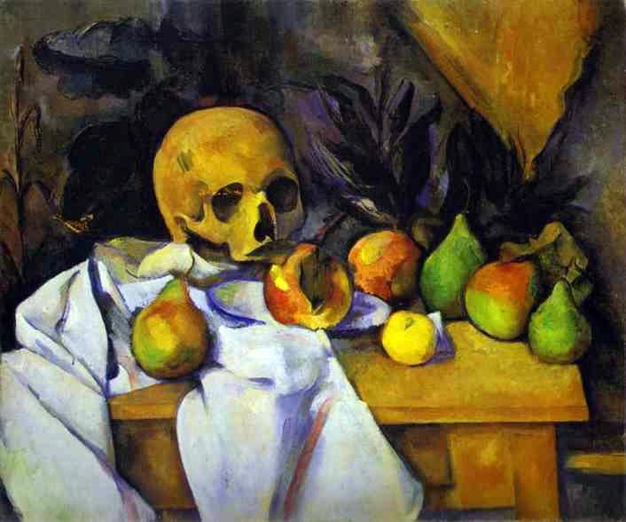 Still Life with Skull by Paul Cezanne- Famous Art - Handmade Oil Painting on Canvas