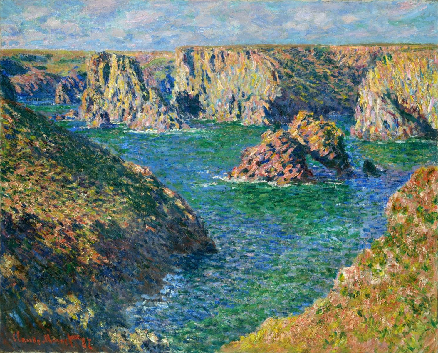 Port Donnant, Belle Ile by Claude Monet- Famous Art - Handmade Oil Painting on Canvas