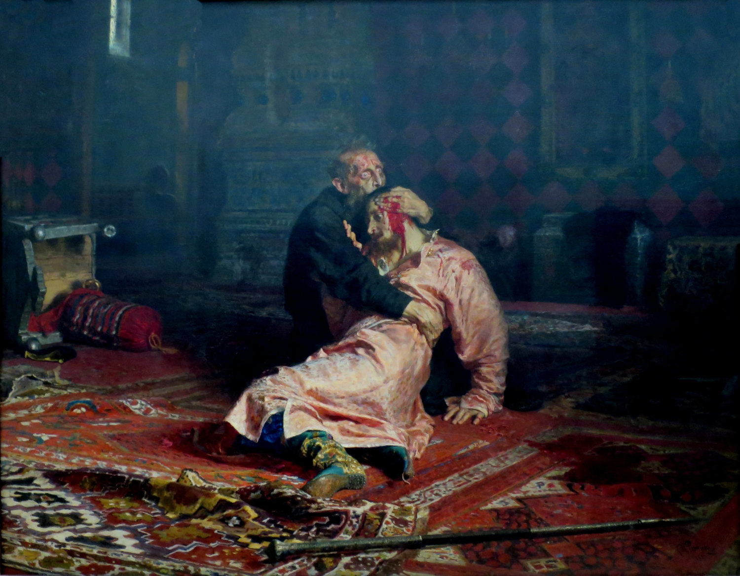 Ivan the Terrible and his Son Ivan on November 16, 1581- Famous Art - Handmade Oil Painting on Canvas