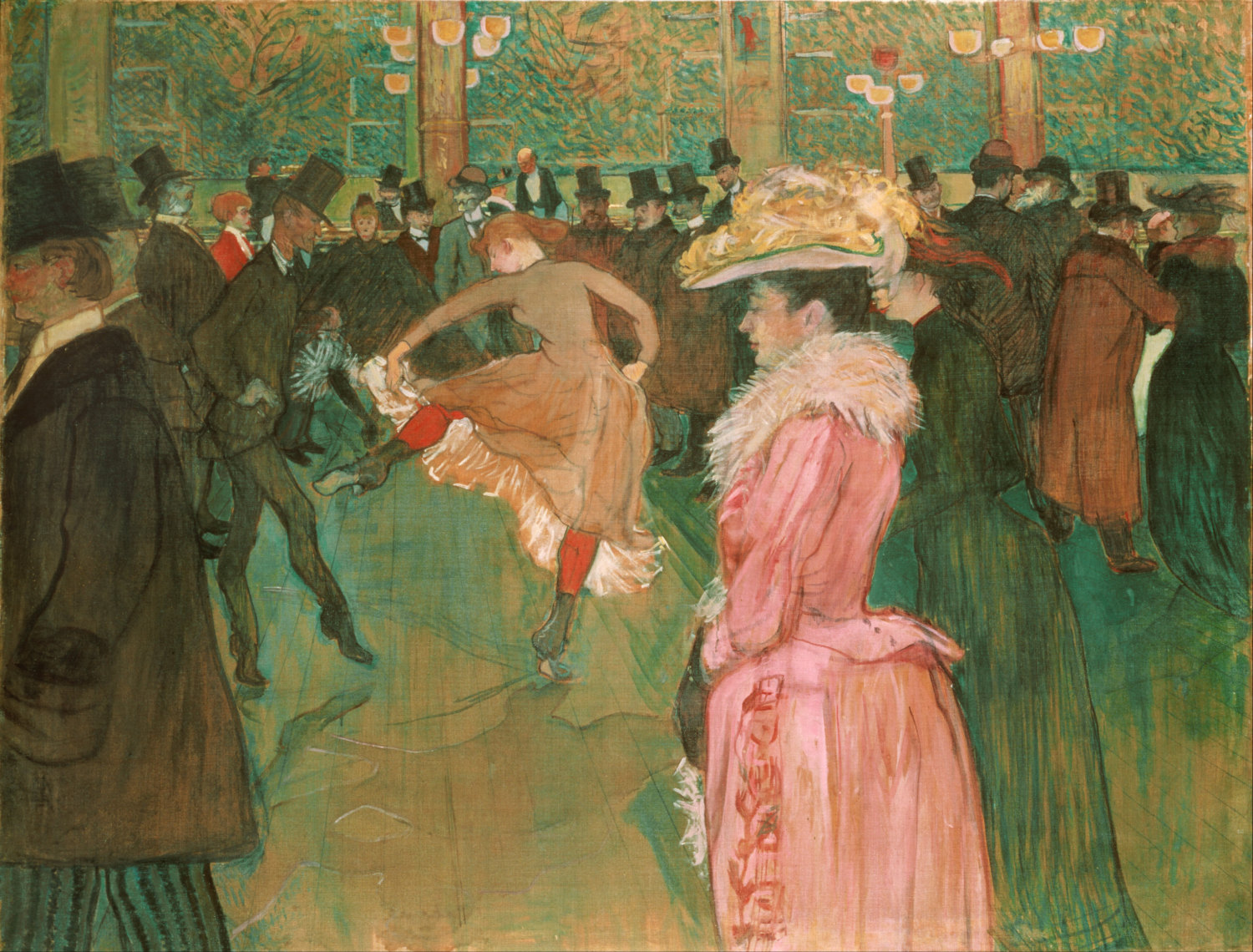 At the Moulin Rouge, The Dance by Henri de Toulouse-Lutrec- Famous Art - Handmade Oil Painting on Canvas