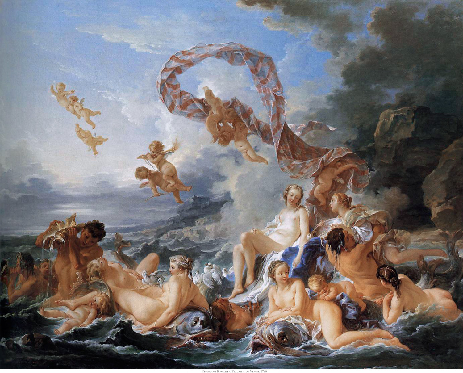The Birth and Triump of Venus by Boucher- Famous Art - Handmade Oil Painting on Canvas