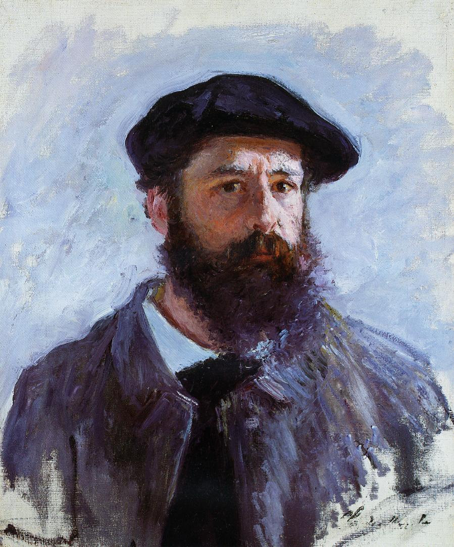 Self Portrait with a Beret by Claude Monet- Famous Art - Handmade Oil Painting on Canvas