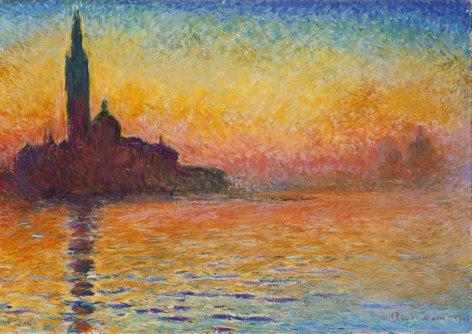 San Giorgio Maggiore at Dusk by Claude Monet- Famous Art - Handmade Oil  Painting on Canvas — Canvas Paintings