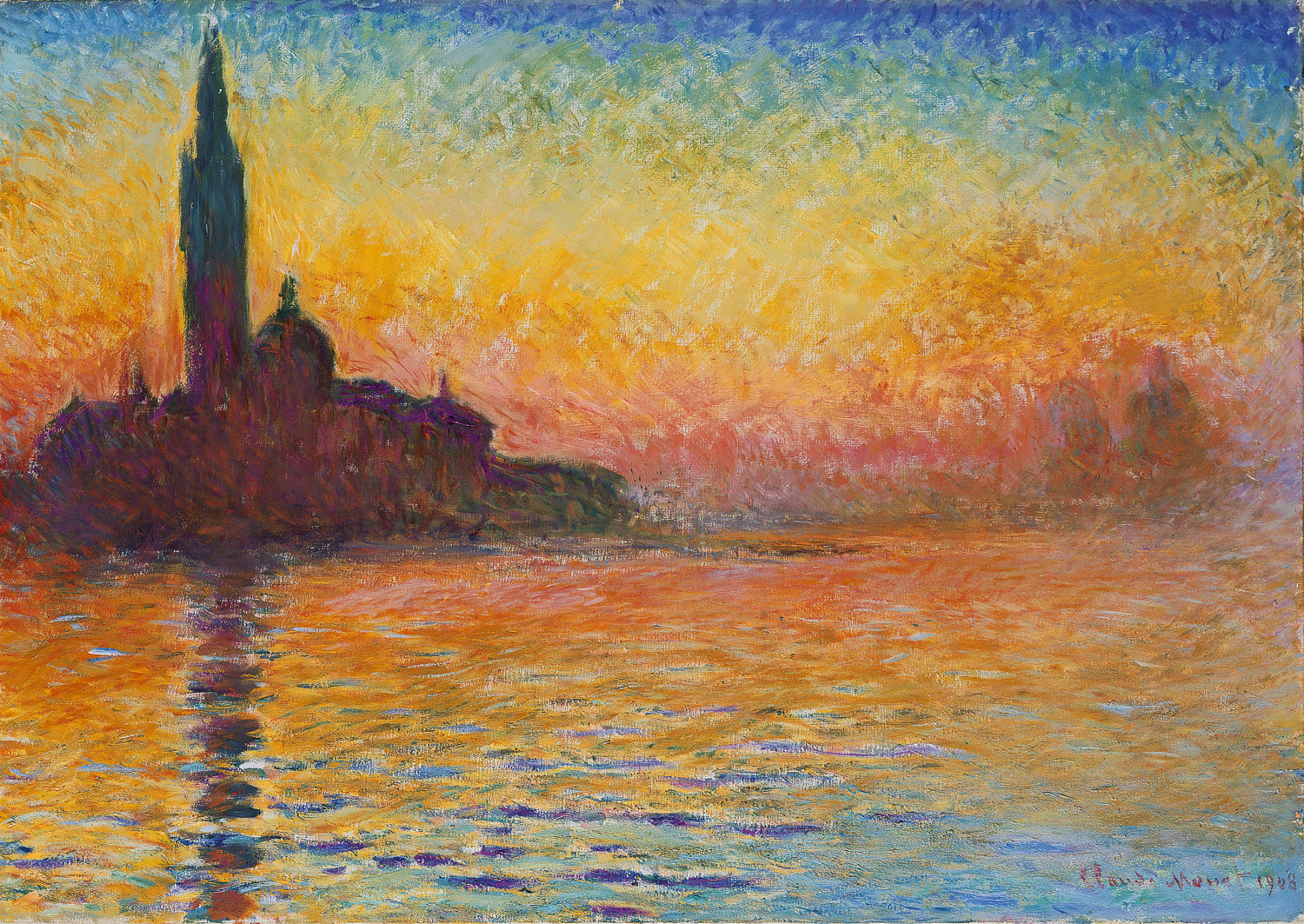 San Giorgio Maggiore at Dusk by Claude Monet- Famous Art - Handmade Oil Painting on Canvas