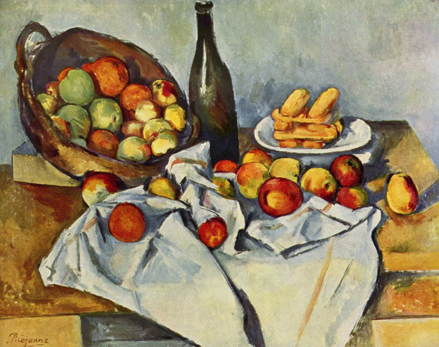 Basket of Apples by Paul Cezanne- Famous Art - Handmade Oil Painting on Canvas