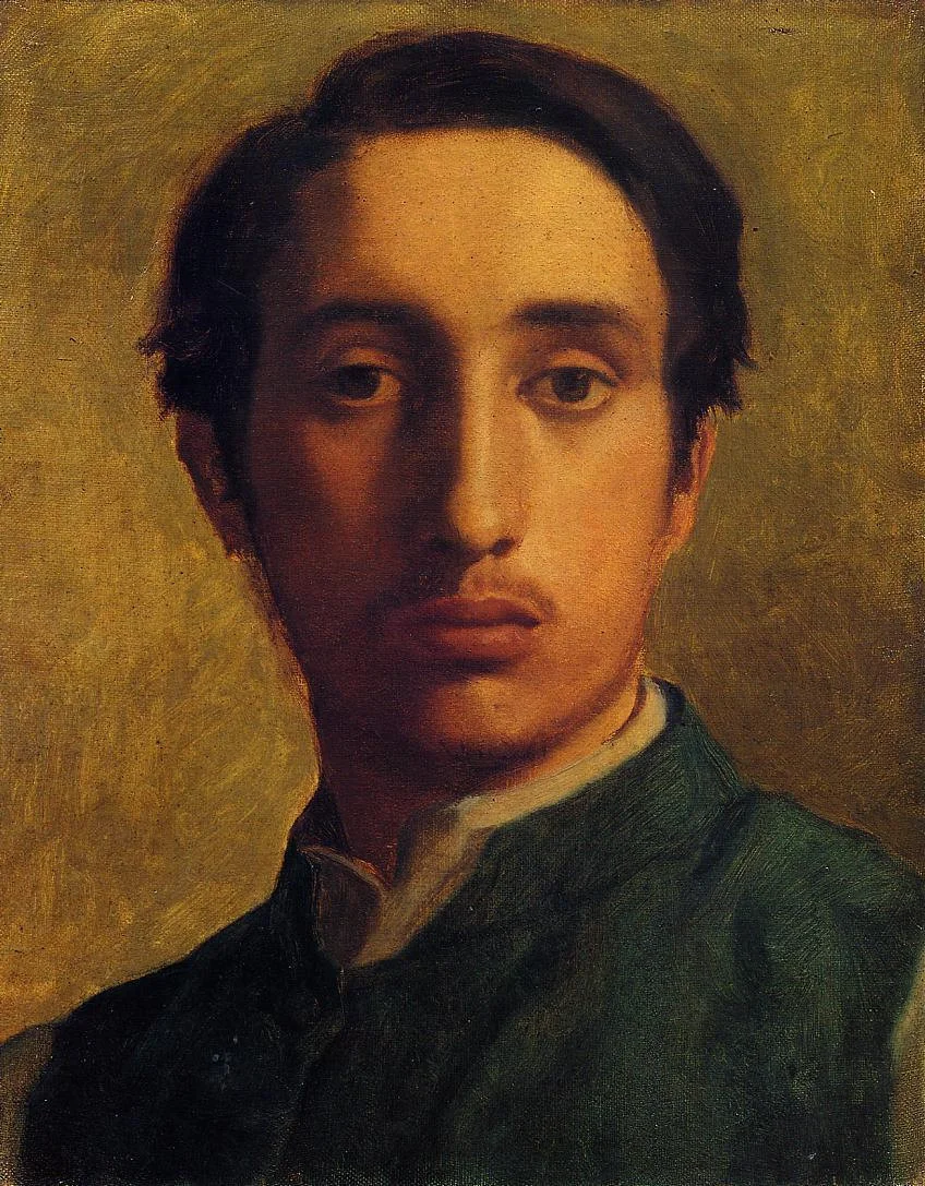 Degas in a Green Jacket by Edgar Degas- Famous Art - Handmade Oil Painting on Canvas