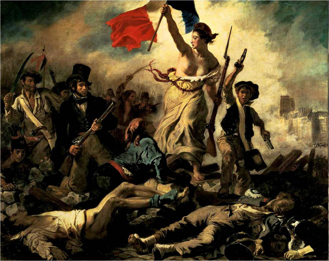 The Liberty Leading the People by Eugene Delacoix- Famous Art - Handmade Oil Painting on Canvas