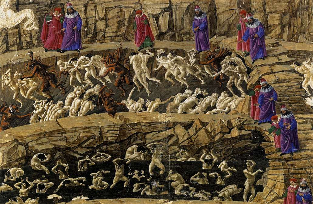 Inferno, Canto XVII by Sandro Botticelli- Famous Art - Handmade Oil Painting on Canvas