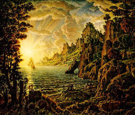 Ships by Konstantine Bogaevsky- Famous Art - Handmade Oil Painting on Canvas