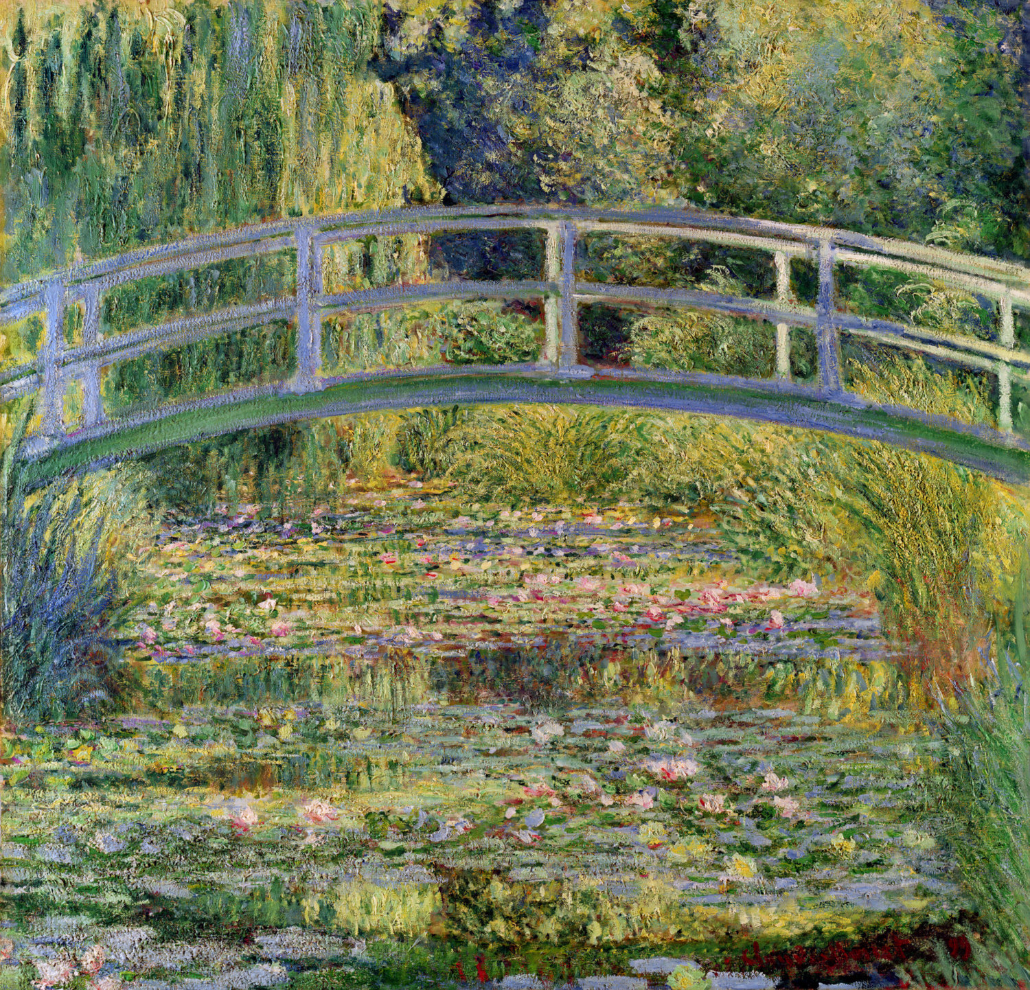 The Japanese Bridge (The Water-Lily Pond) by Claude Monet- Famous Art - Handmade Oil Painting on Canvas
