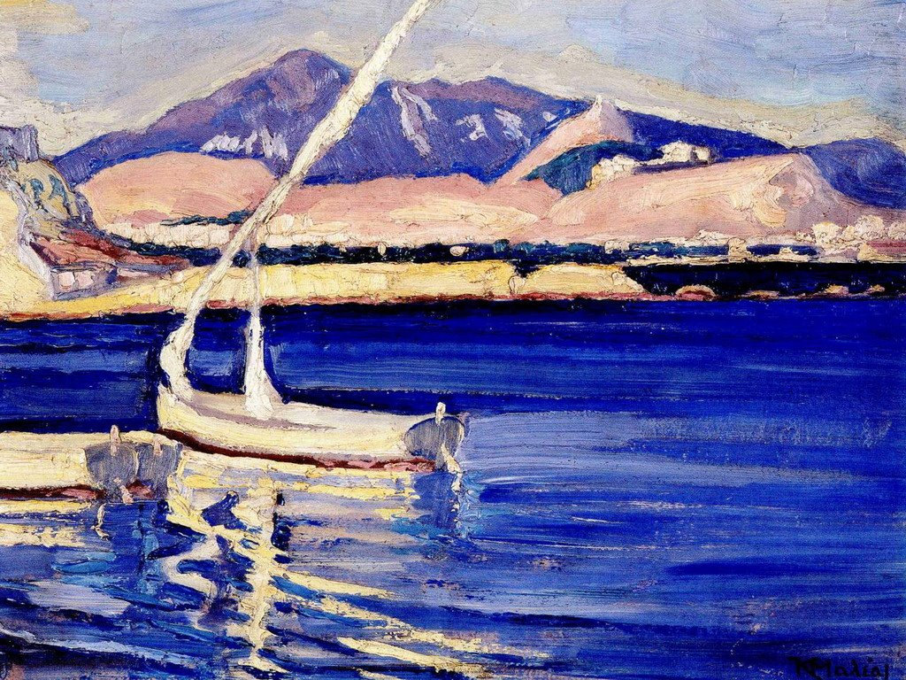 Turkish Harbour by Constantine Maleas- Famous Art - Handmade Oil Painting on Canvas