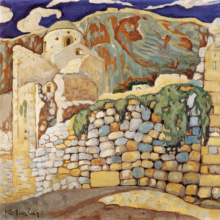 Castle at Monemvasia by Constantine Maleas- Famous Art - Handmade Oil Painting on Canvas