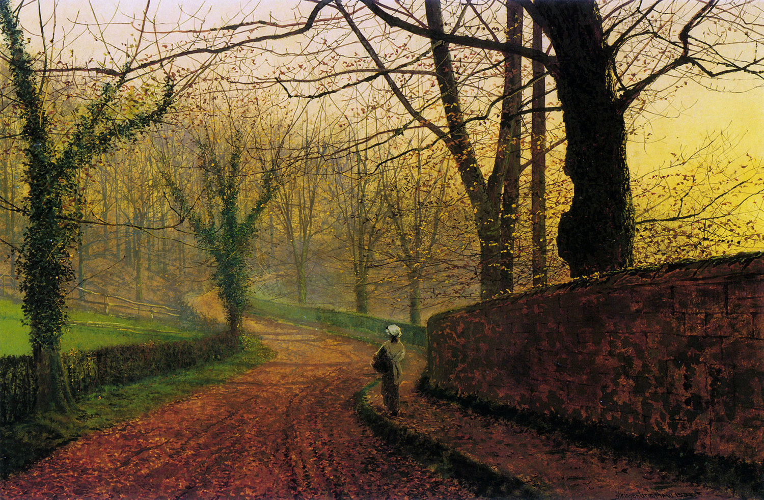 Stapletpon Park near Pontefract Sun by John Atkinson Grimshaw- Famous Art - Handmade Oil Painting on Canvas